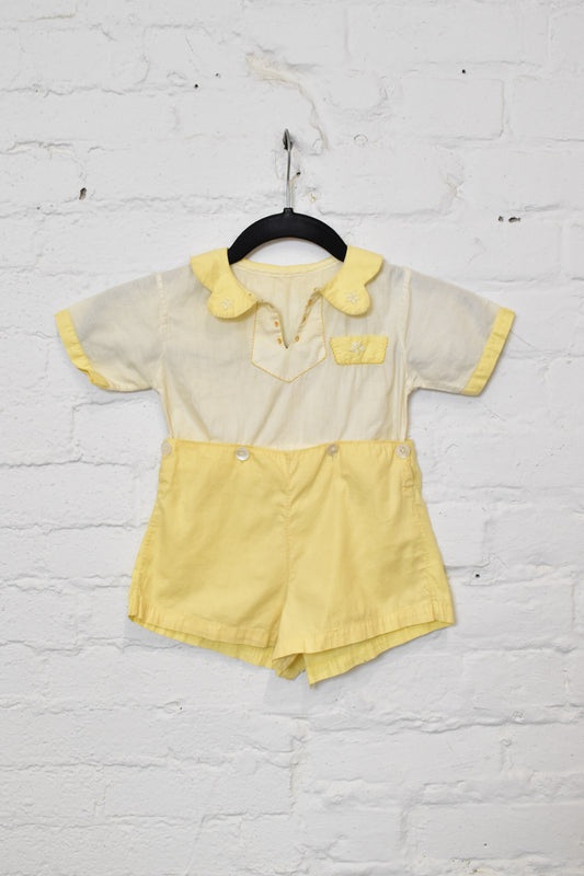 Vintage 1930s Boys Yellow Cotton Romper Playsuit