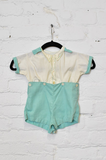 Vintage 1930s Boys Cotton Playsuit Romper Outfit