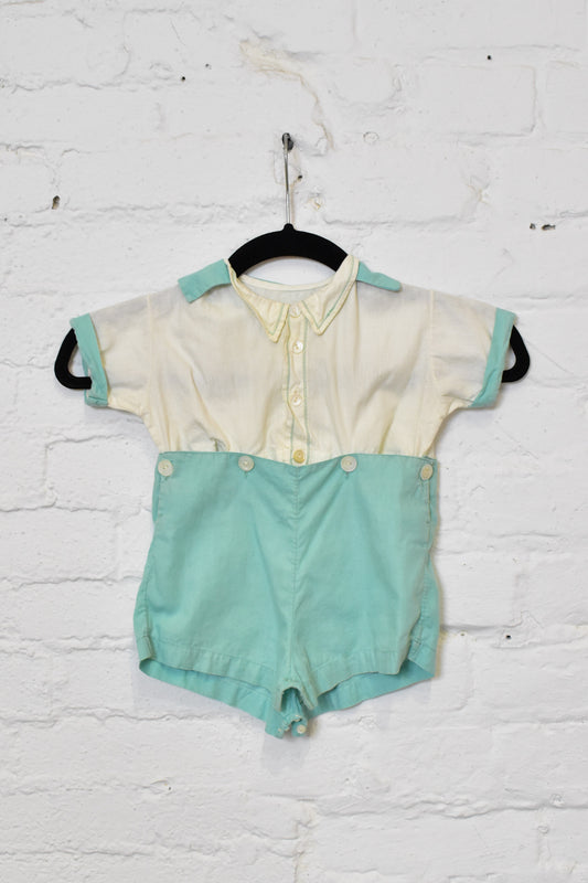 Vintage 1930s Boys Cotton Playsuit Romper Outfit