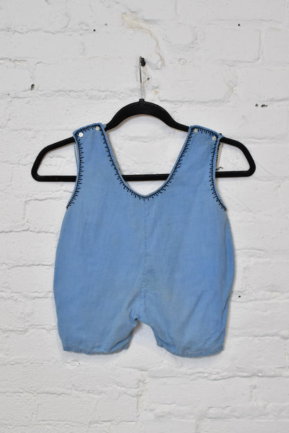 Vintage Antique 1910s 1920s Chambray Kids Playsuit