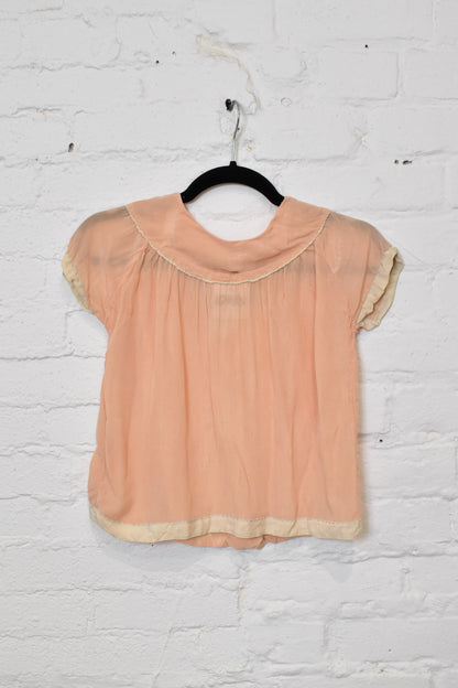 Vintage 1920s 1930s Childrens Baby Pink Silk Dress