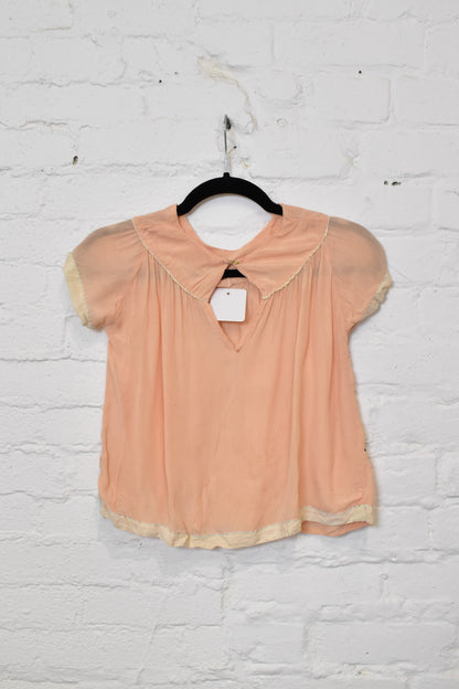 Vintage 1920s 1930s Childrens Baby Pink Silk Dress