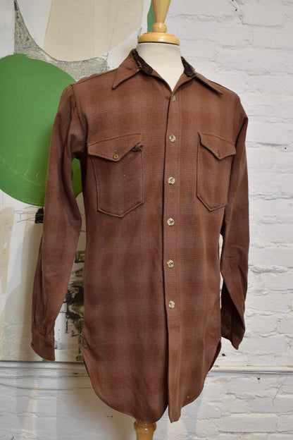 Vintage 1930s "Pendleton" Chocolate Brown Wool Shirt