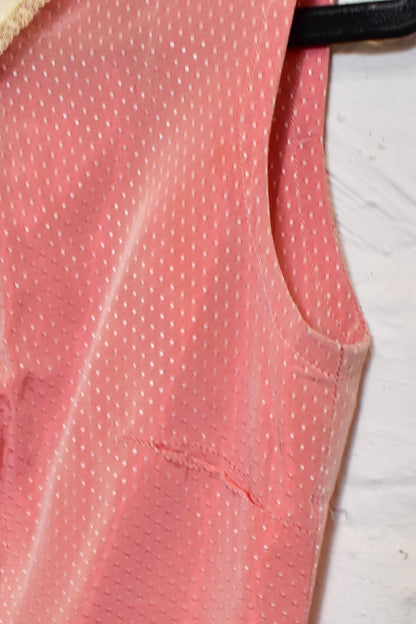 Vintage 1950s Textured Polka Dot Pink Acetate Summer Dress