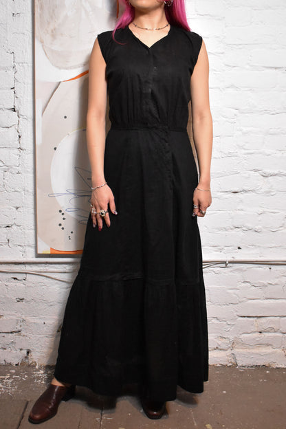 Vintage Antique Black Cotton Dress