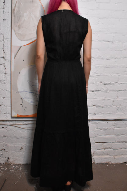 Vintage Antique Black Cotton Dress