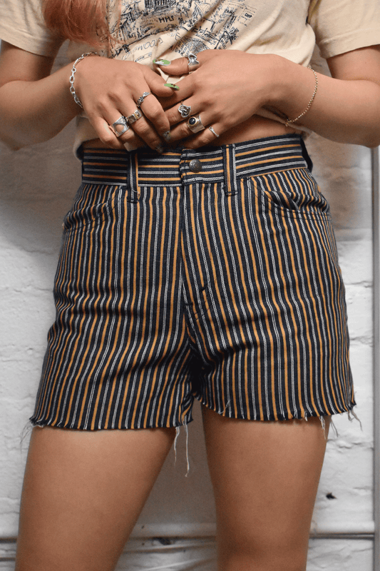 Vintage 1970s "Levi's" White Tab Big E Striped Cut Off Shorts