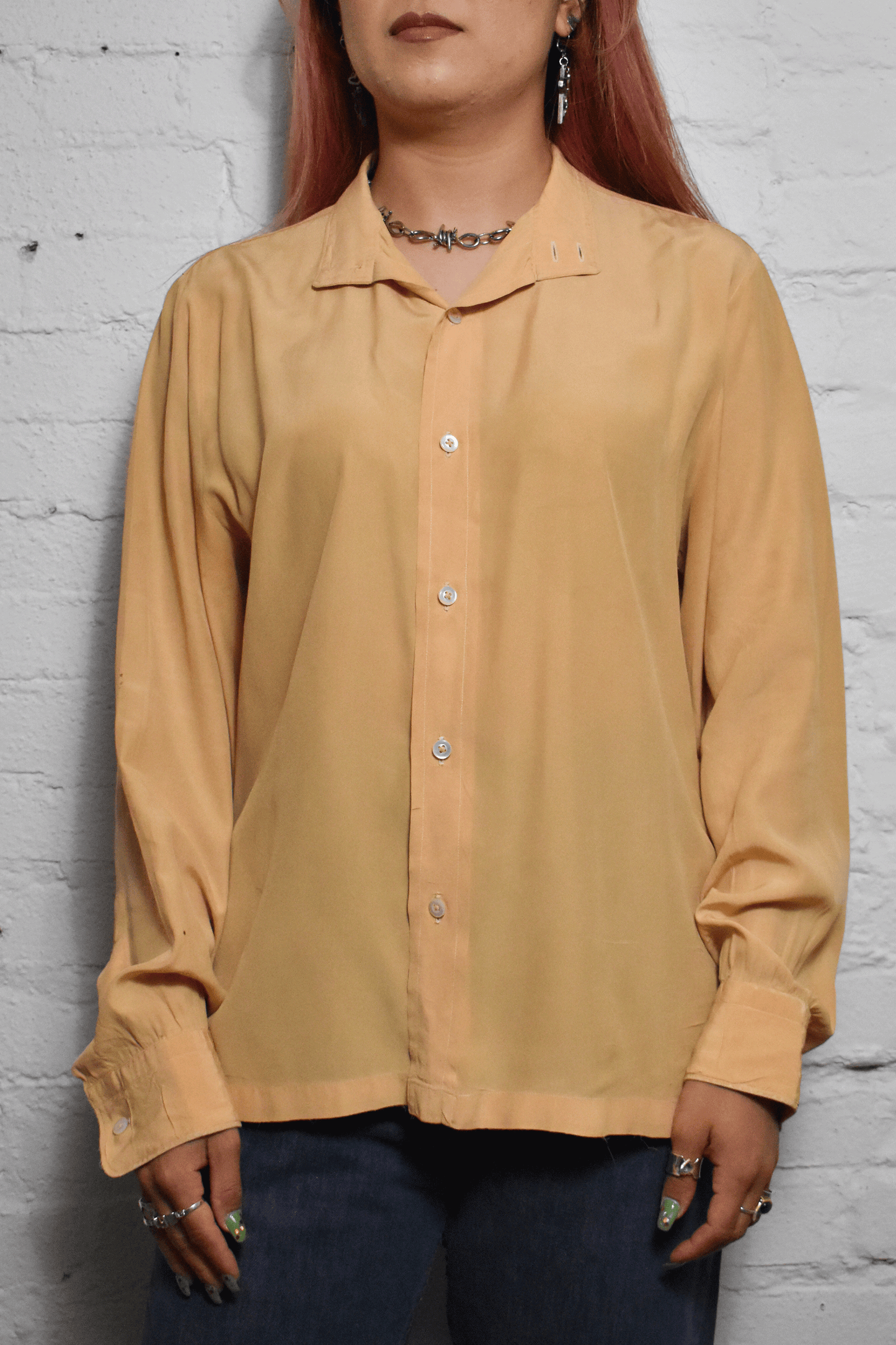 Vintage "K. Tani" Silk Caramel Shirt