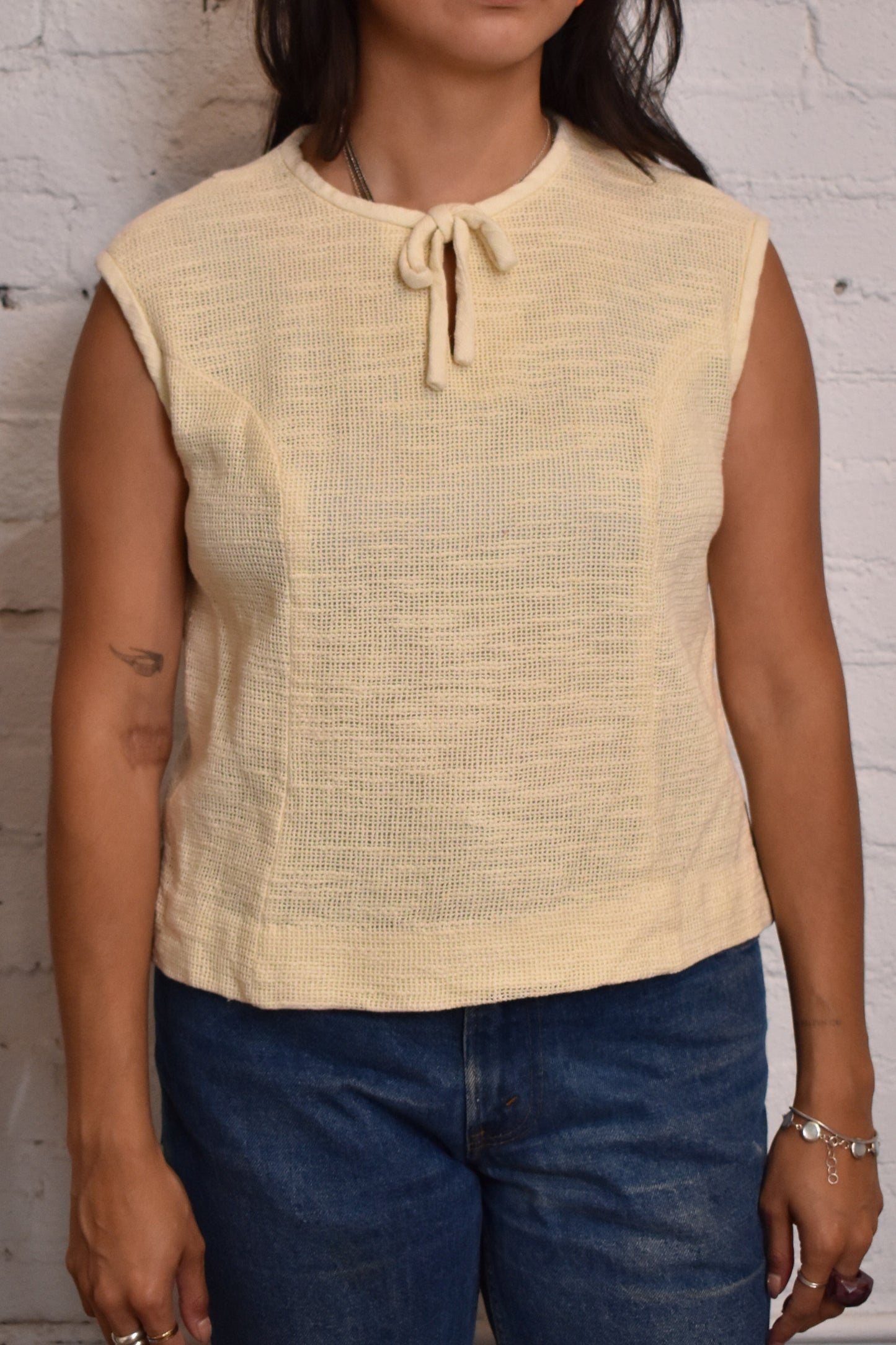 Vintage 1950s Cream Vest Top