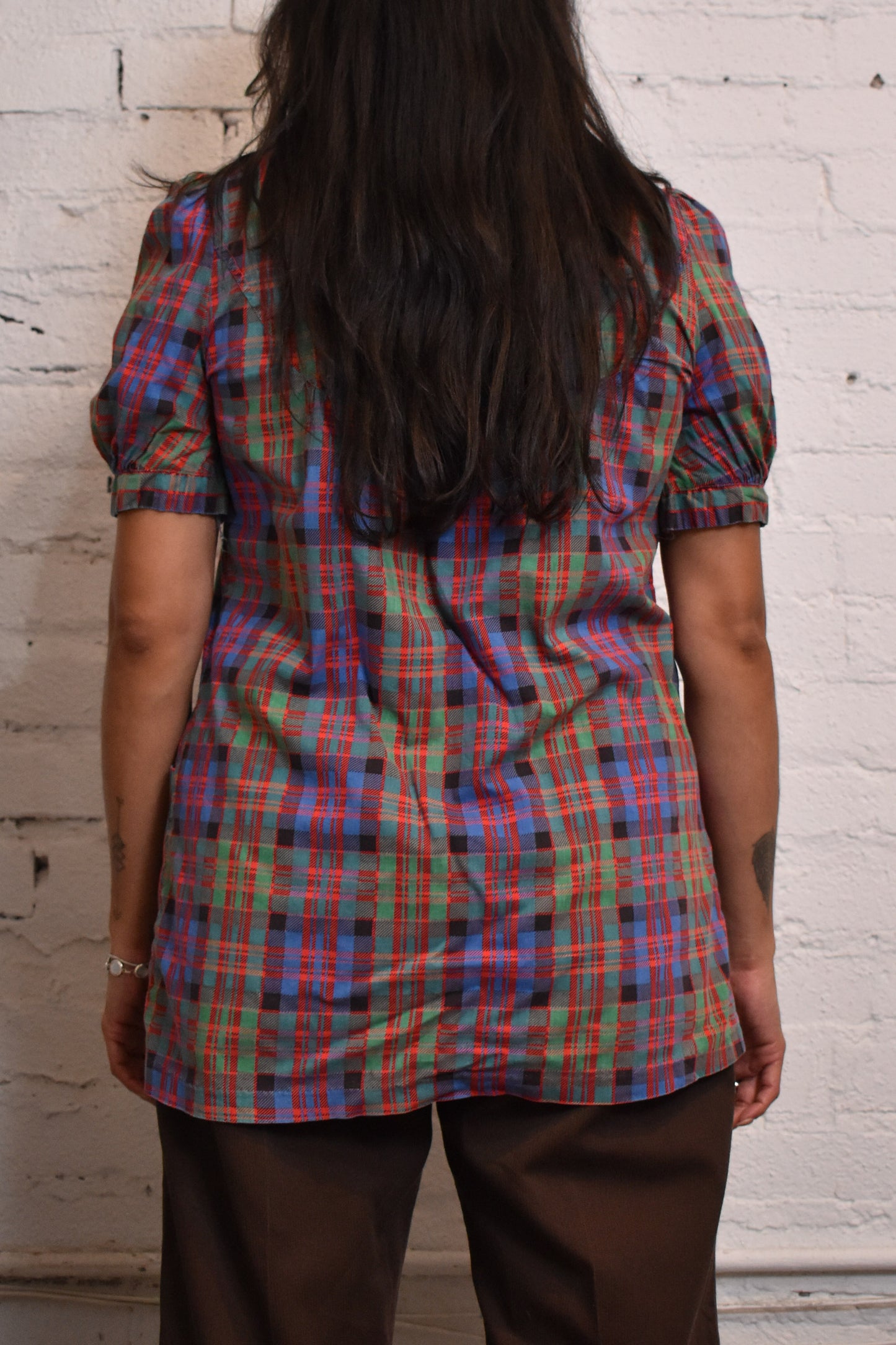 Vintage 1950s Ivan Kafoury Plaid Blouse