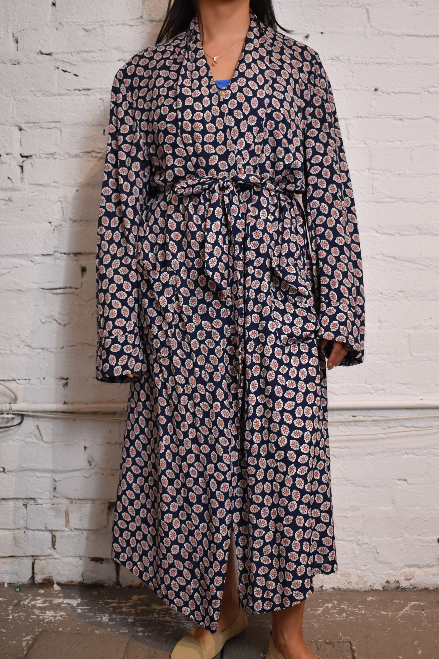 Vintage 1950s Navy Smoked Robe