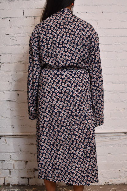 Vintage 1950s Navy Smoked Robe