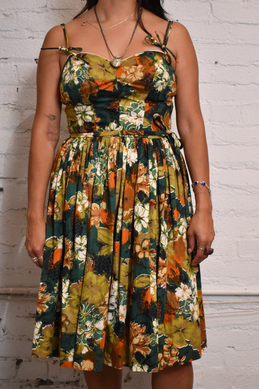 Vintage 1950s Candy Jones California Floral Dress