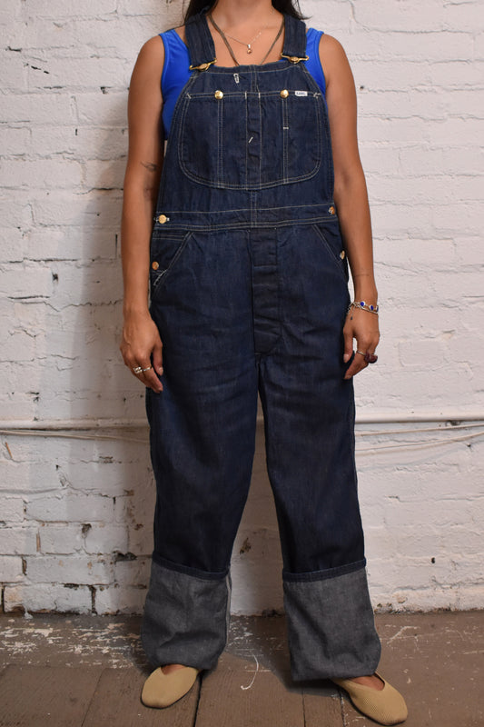 Vintage 1960s/70s Lee Overalls Dark Wash Denim