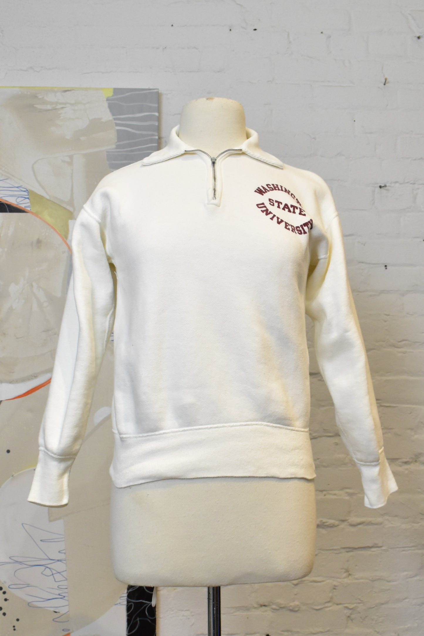 Vintage 50s 60s Washington State University Quarter Zip Sweatshirt