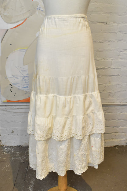 Antique White Cotton Eyelet Petticoat Skirt