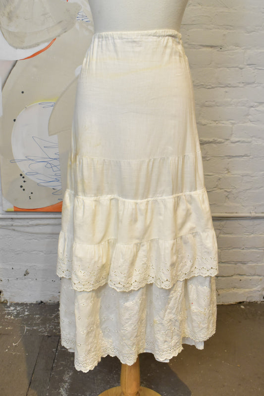 Antique White Cotton Eyelet Petticoat Skirt