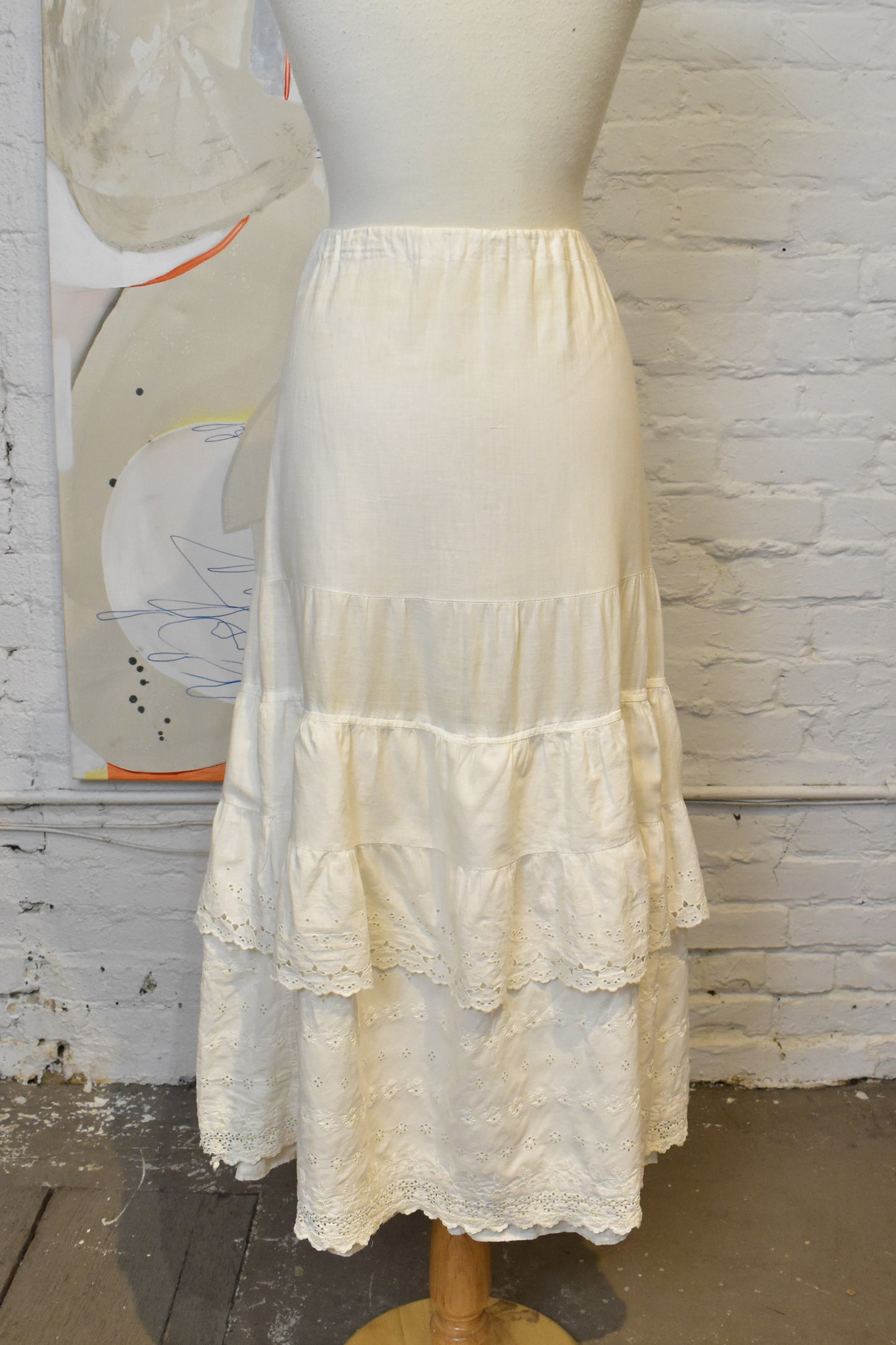 Antique White Cotton Eyelet Petticoat Skirt