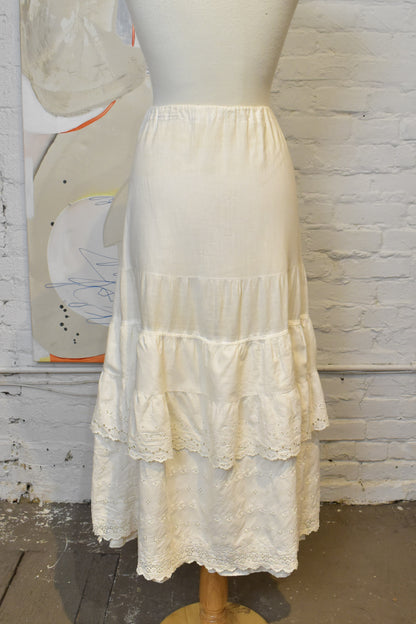 Antique White Cotton Eyelet Petticoat Skirt