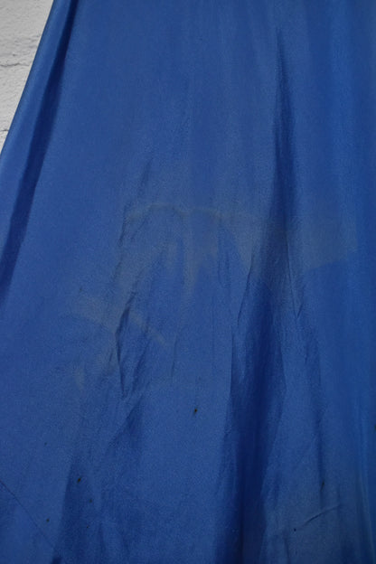 Vintage 1930s Blue Puff Sleeve Maxi Dress With Beaded Trim