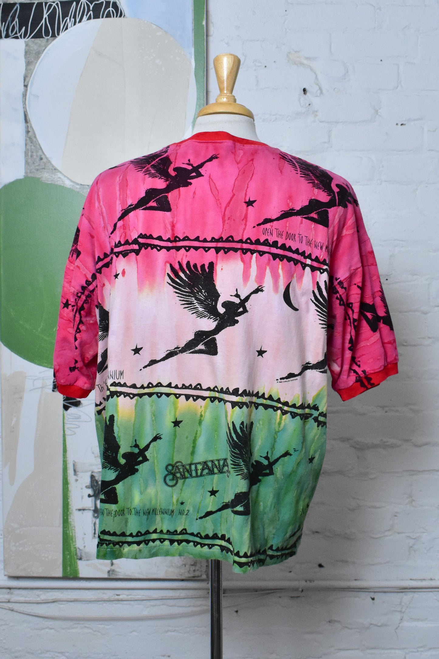 Vintage Santana Open The Door To The Millenium Tie Dye Band Tee