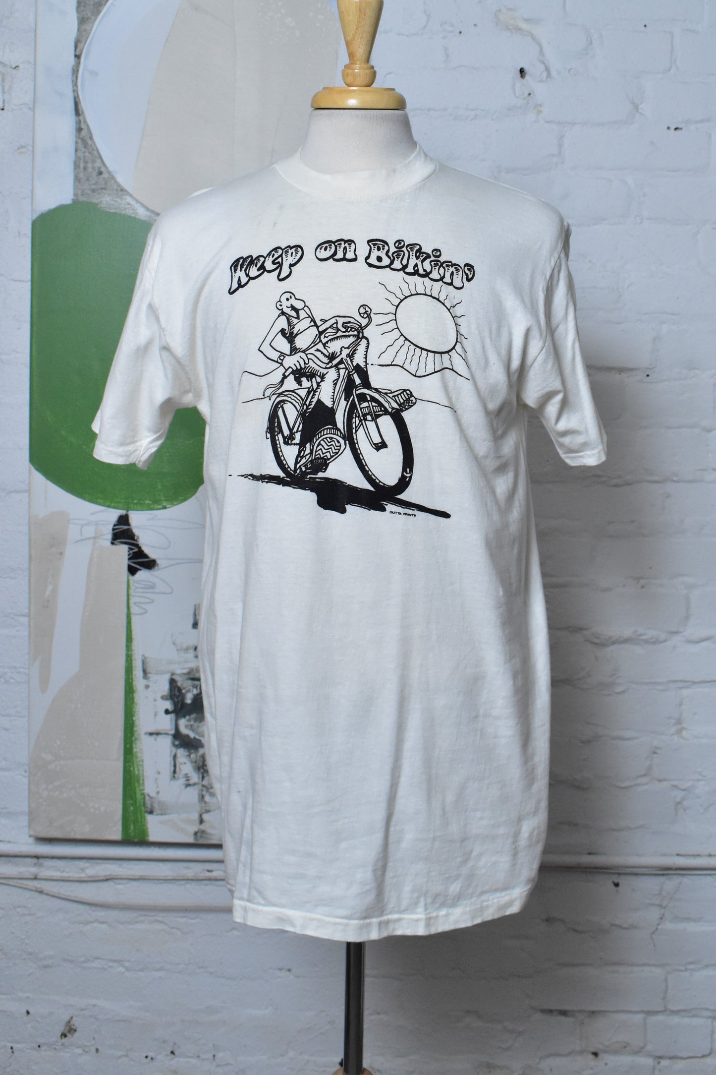 Vintage 1960s 1970s Keep On Bikin' Graphic Stedman Hi'Neck T-Shirt
