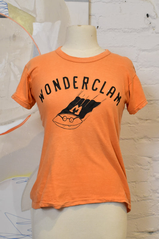 Vintage 1960s Orange Wonderclam Single Stitch Graphic T-Shirt
