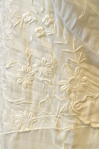 Antique 1910s Edwardian Embroidered Sheer Lace Tea Dress