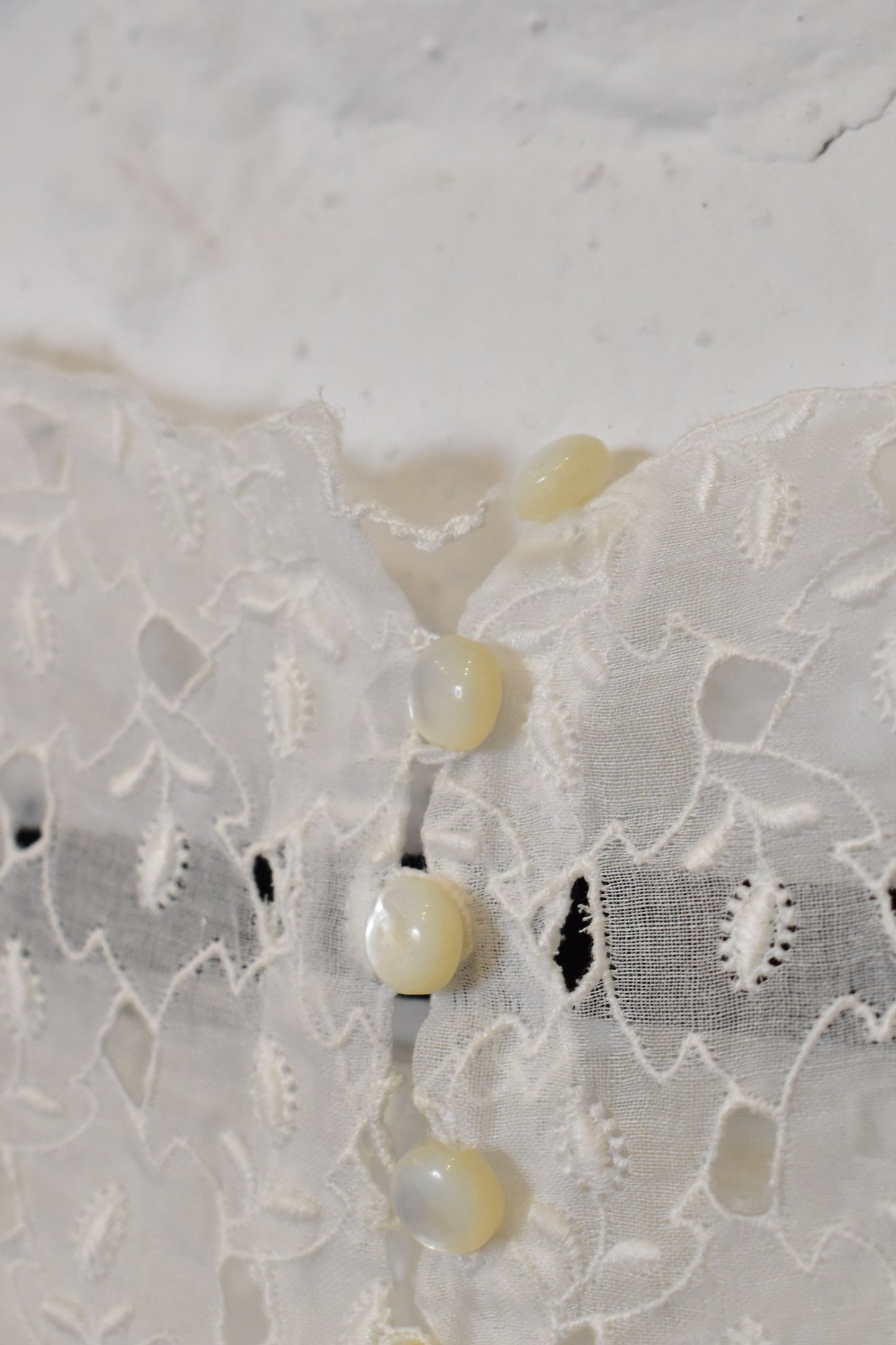 1970s - White Sheer Lace Prairie Dress