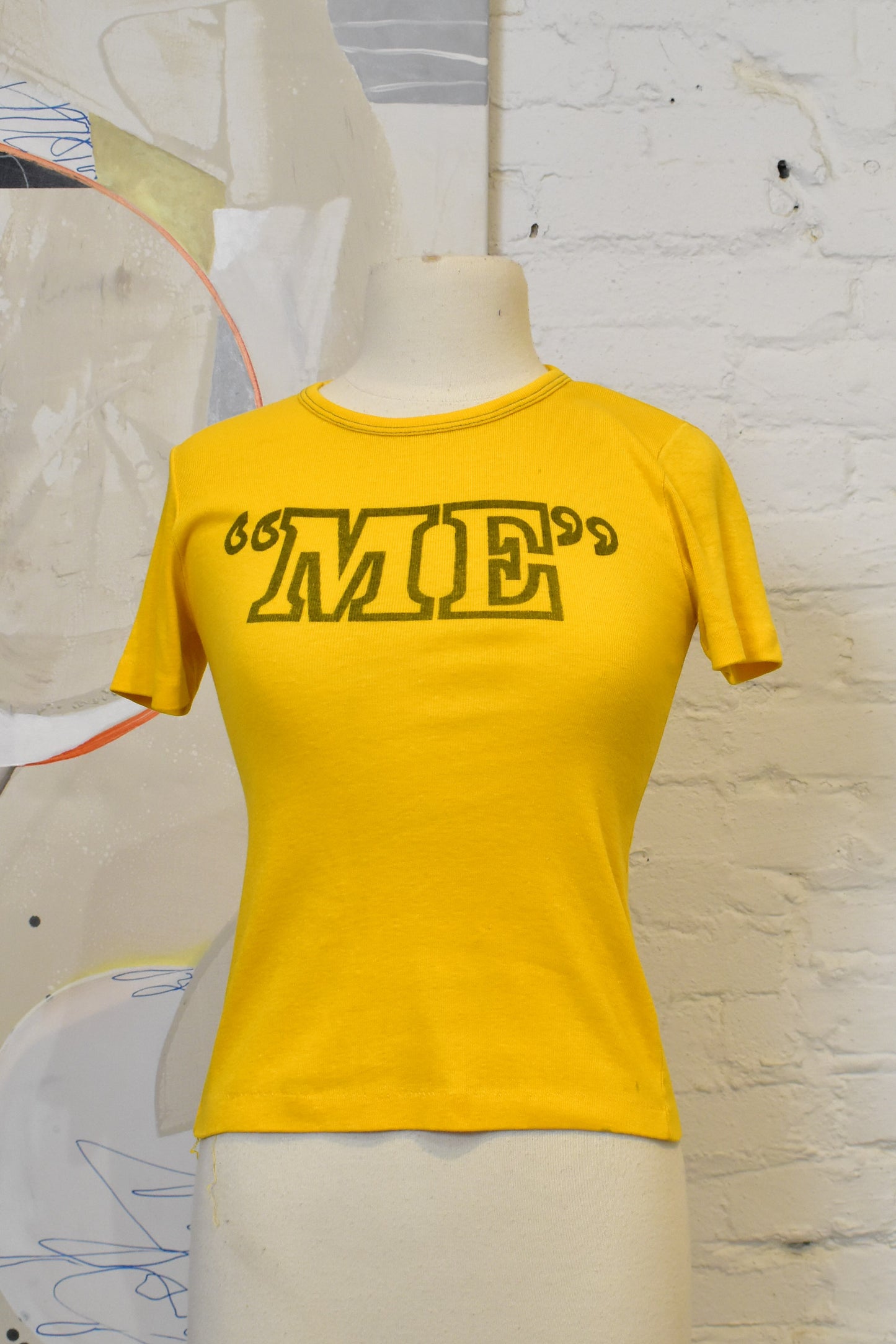 Vintage 1970s Joey Novelty "ME" Yellow Graphic Fitted BabyT-Shirt