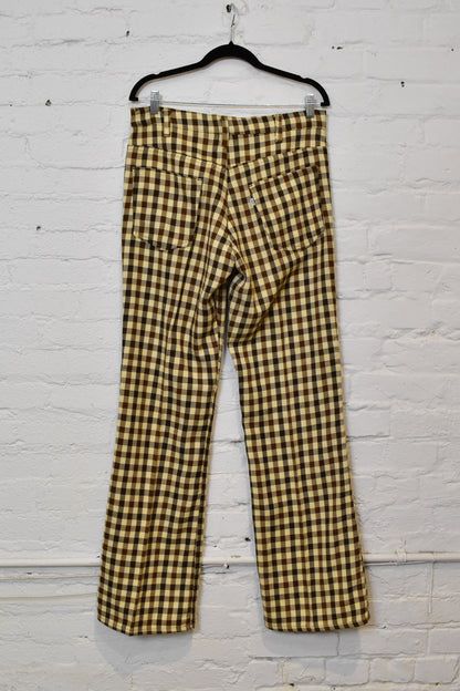 Vintage 1970s Levis Sta-Prest Brown Check Flared Trousers