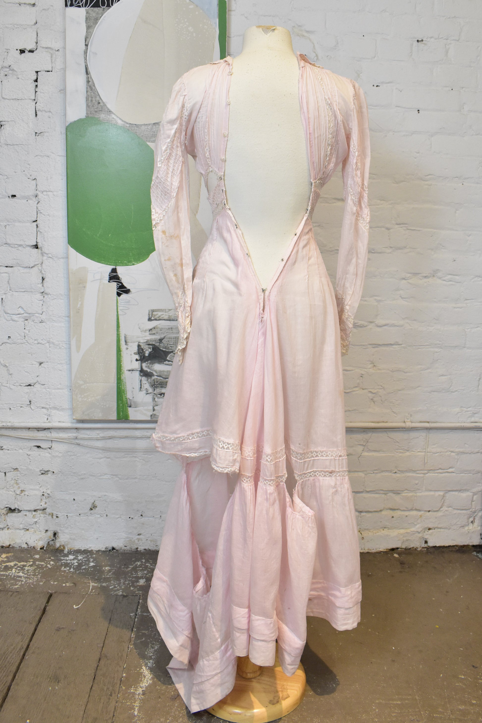 pink edwardian dress Wedding Dress, Antique Edwardian Pink Silk Chiffon & Charmeuse Satin Fairytale Fantasy Gown, Rare Antique Couture Bridal Dress