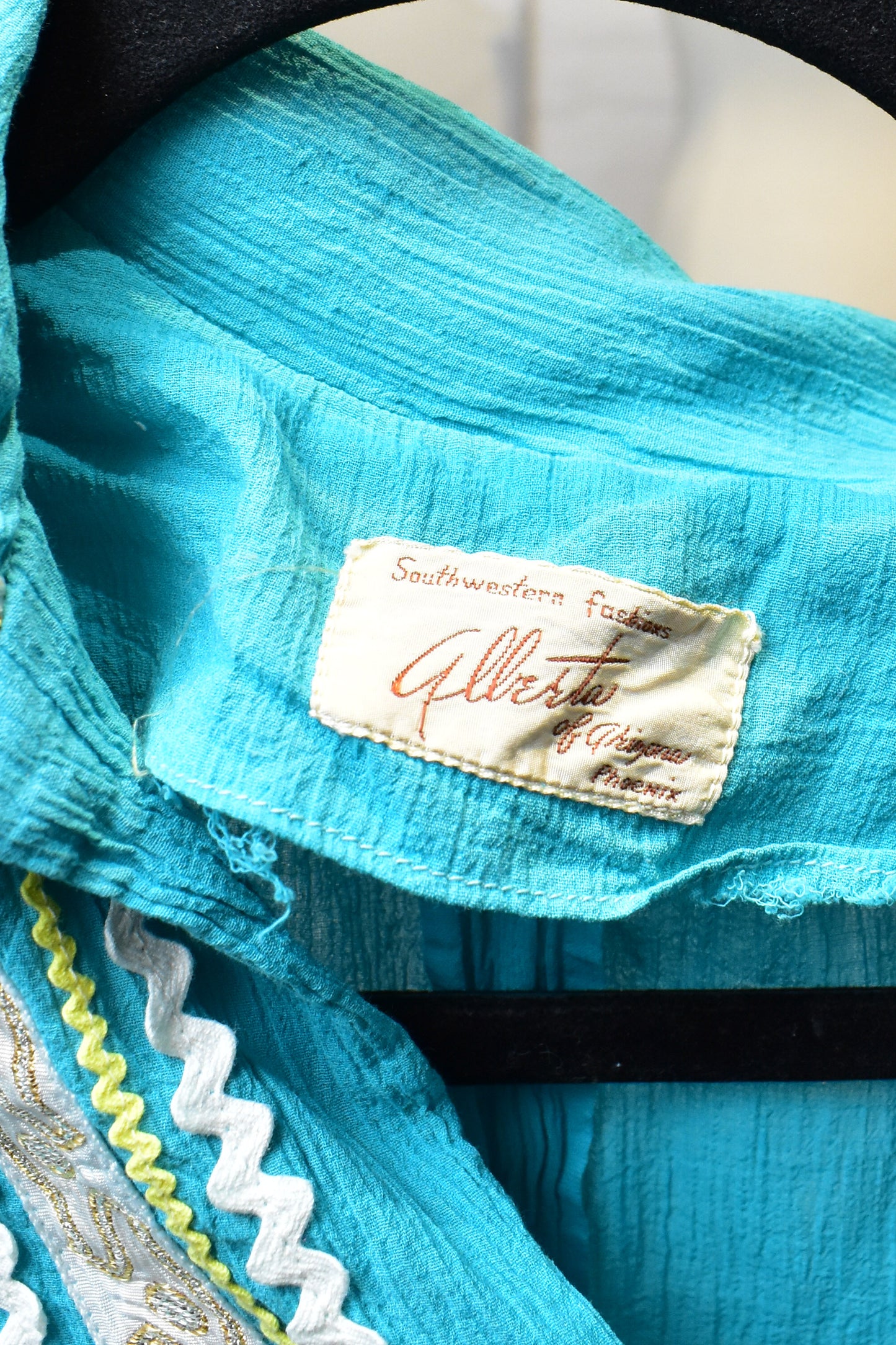 Vintage 1960s Alberta Of Arizona Teal Southwestern Patio Skirt Set