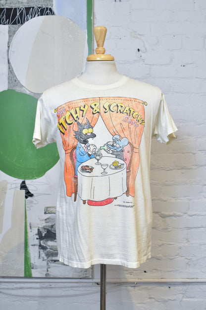Vintage 1992 The Itchy & Scratchy Show T-Shirt Creative Images Single Stitch Cartoon Graphic
