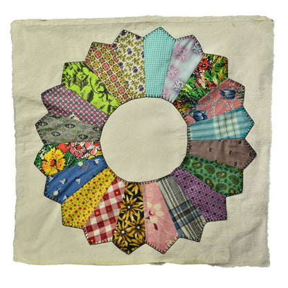 13 Vintage Quilt Pieces  - Sunflower / Daisy Patchwork - Make Your Own Quilt Coat!