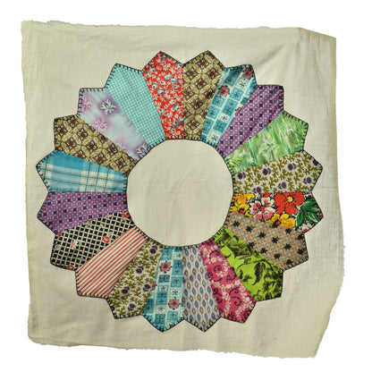 13 Vintage Quilt Pieces  - Sunflower / Daisy Patchwork - Make Your Own Quilt Coat!