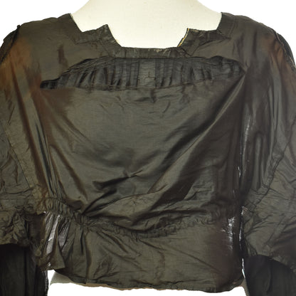 Antique 1800s Victorian Mourning Wear - Edwardian Black Bodice Blouse