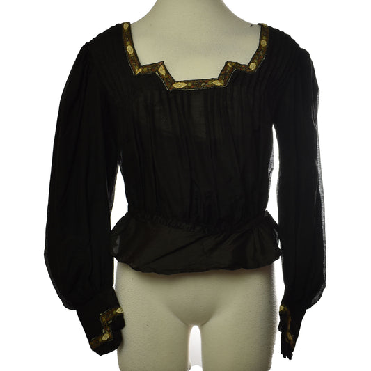 Antique 1800s Victorian Mourning Wear - Edwardian Black Bodice Blouse