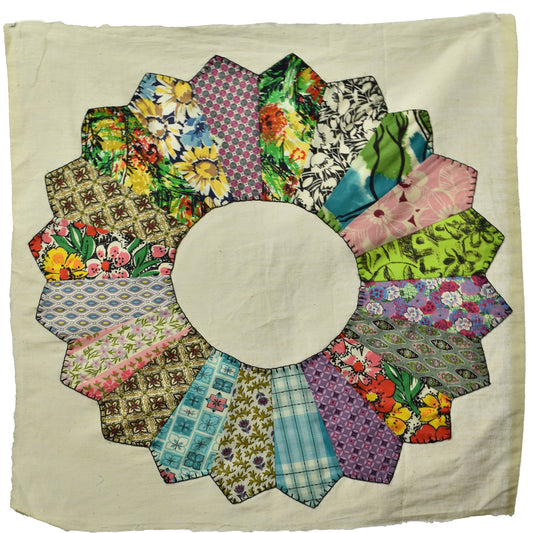 13 Vintage Quilt Pieces  - Sunflower / Daisy Patchwork - Make Your Own Quilt Coat!