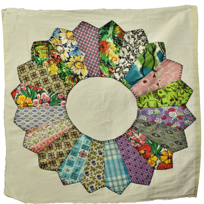 13 Vintage Quilt Pieces  - Sunflower / Daisy Patchwork - Make Your Own Quilt Coat!