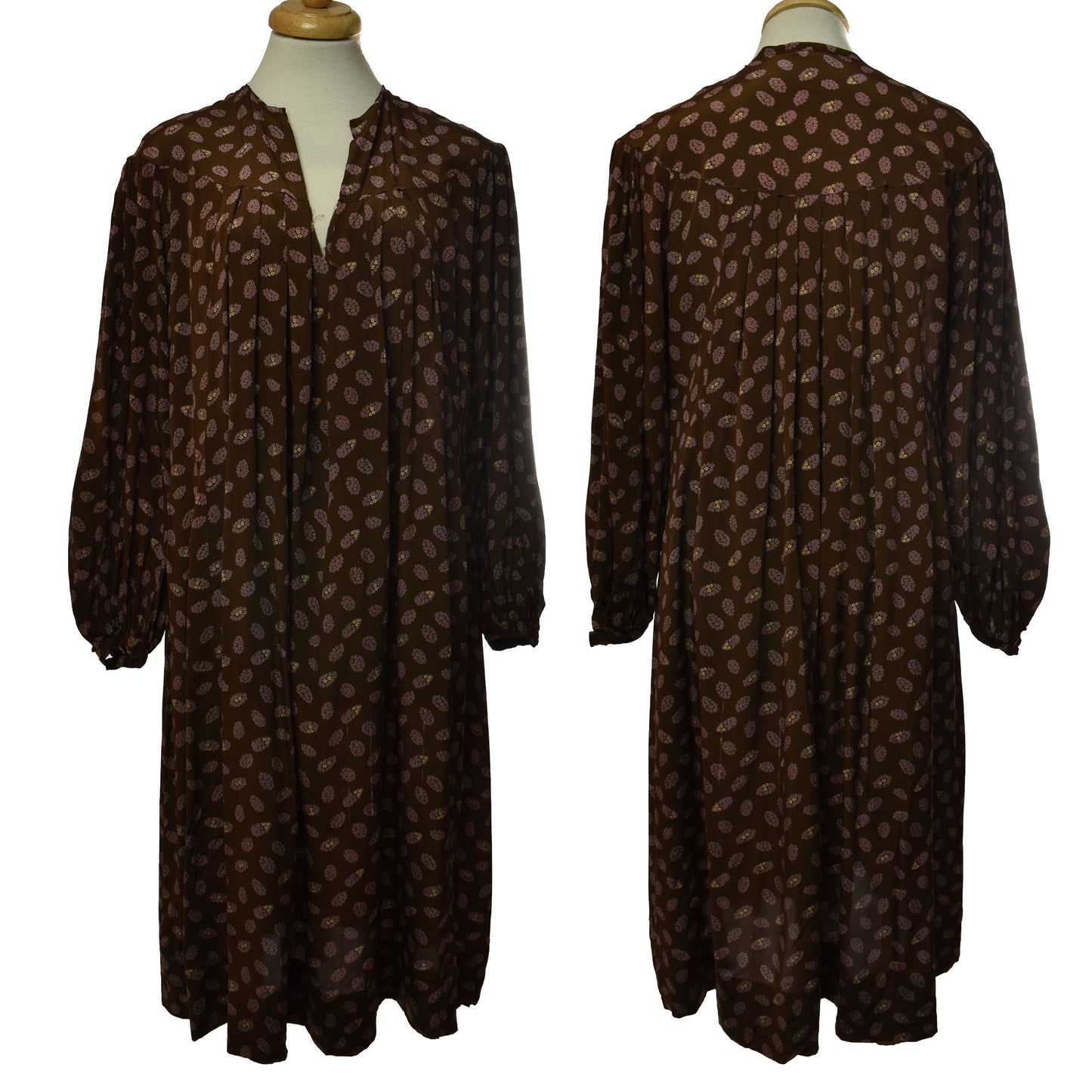 Vintage 70s Silk Dress With Billowing Bishop Sleeves