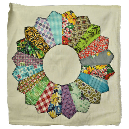 13 Vintage Quilt Pieces  - Sunflower / Daisy Patchwork - Make Your Own Quilt Coat!