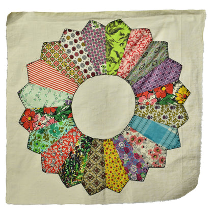 13 Vintage Quilt Pieces  - Sunflower / Daisy Patchwork - Make Your Own Quilt Coat!