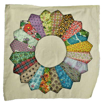 13 Vintage Quilt Pieces  - Sunflower / Daisy Patchwork - Make Your Own Quilt Coat!