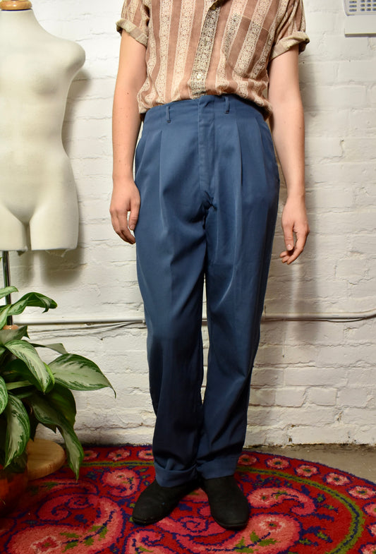Vintage 1950's Muted Blue Gabardine Trousers