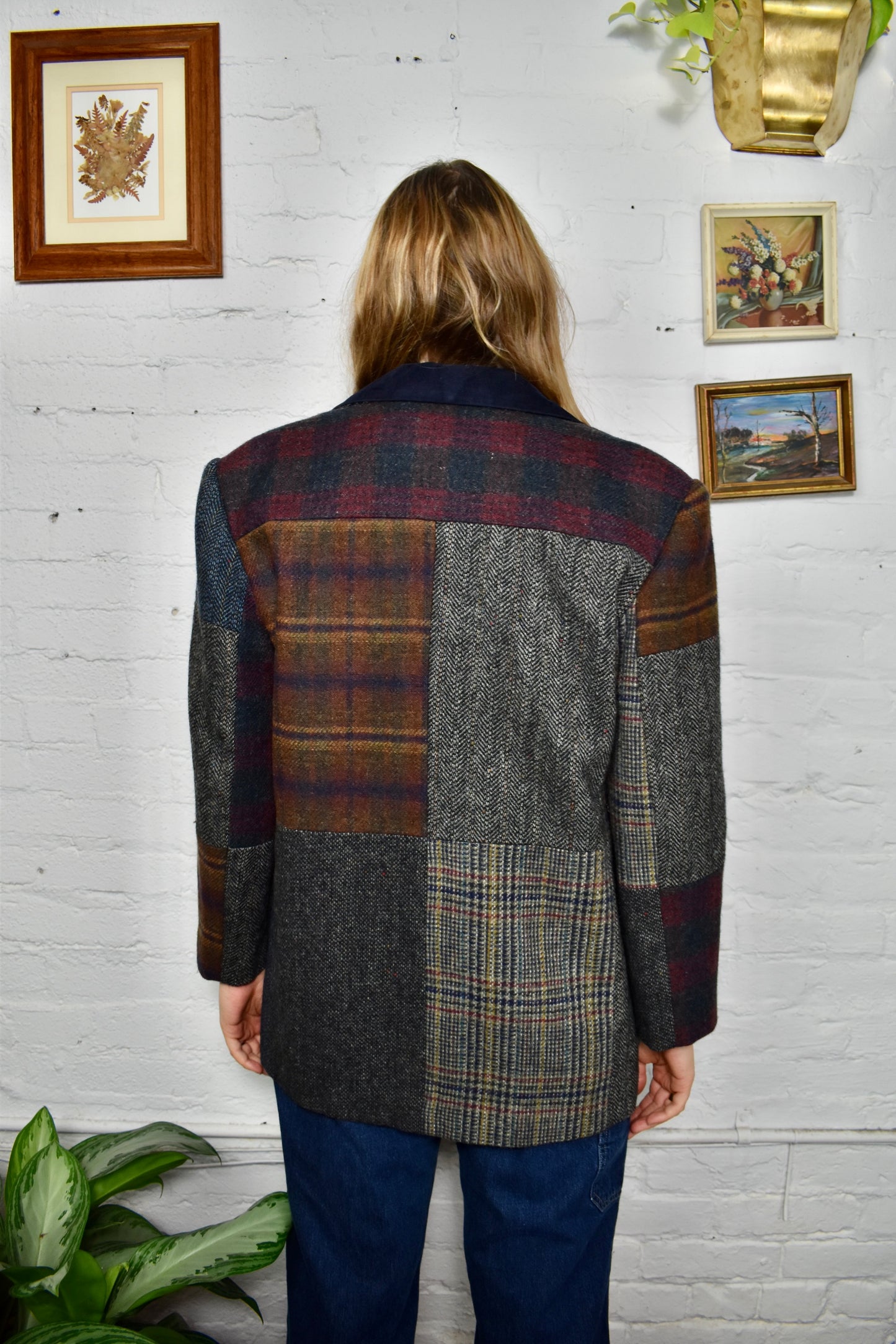 Vintage 90's Patchwork Wool Vest & Blazer Set