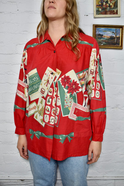 Vintage 50's "Wayne Maid" All Over Christmas Print Tunic