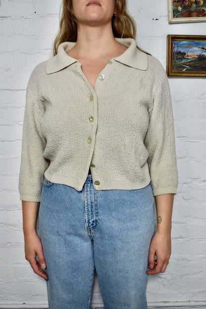 Vintage 1960's "Bams Knits" Ivory Cropped Cardigan