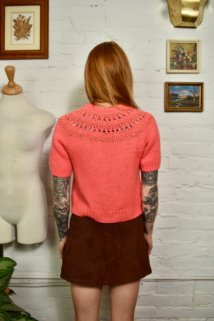 Vintage Hand Knit Nacarat Cardigan