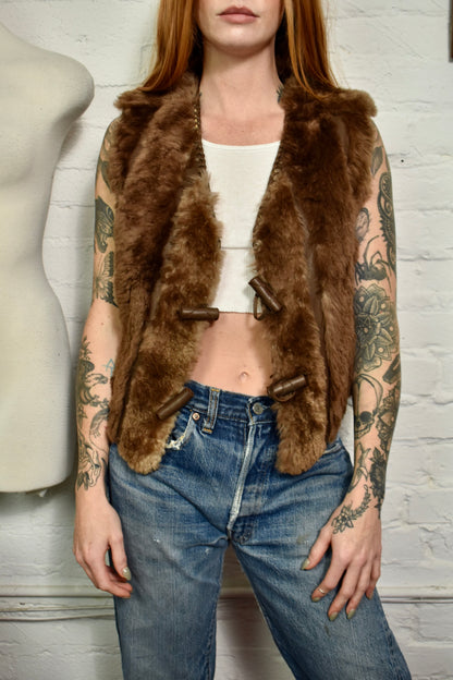 Vintage Designer YSL Fur Vest